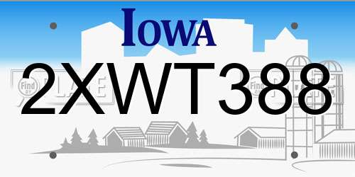 2XWT388 Iowa License Plate