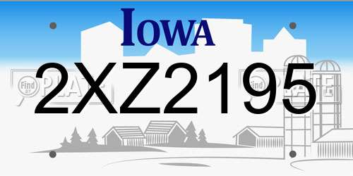 2XZ2195 Iowa License Plate