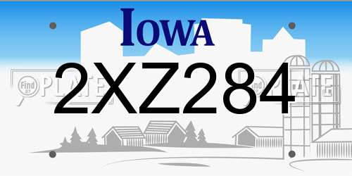 2XZ284 Iowa License Plate