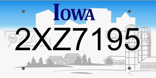 2XZ7195 Iowa License Plate