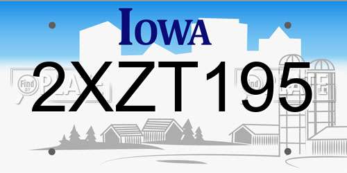 2XZT195 Iowa License Plate