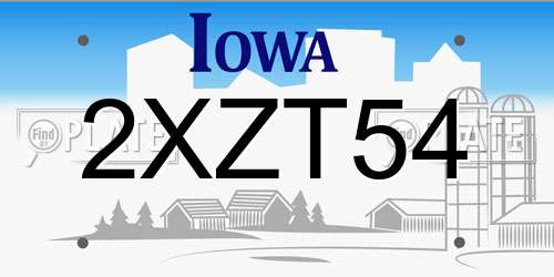 2XZT54 Iowa License Plate