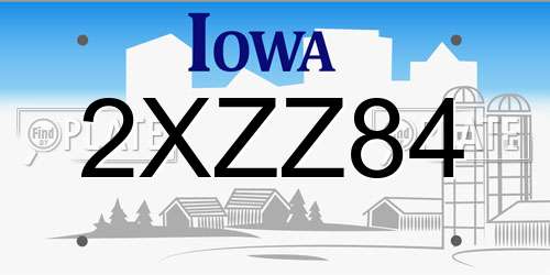 2XZZ84 Iowa License Plate