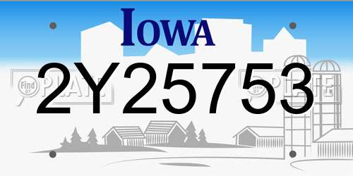 2Y25753 Iowa License Plate