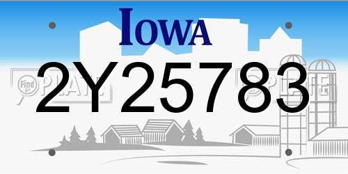 2Y25783 Iowa License Plate