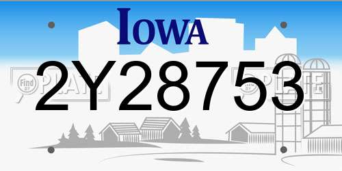 2Y28753 Iowa License Plate