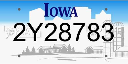 2Y28783 Iowa License Plate