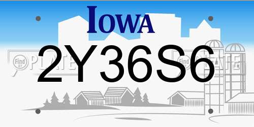 2Y36S6 Iowa License Plate