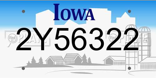 2Y56322 Iowa License Plate