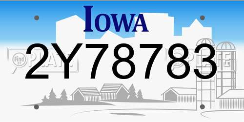 2Y78783 Iowa License Plate