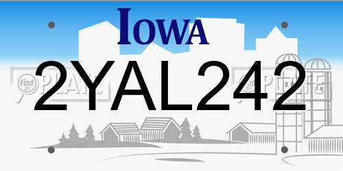 2YAL242 Iowa License Plate