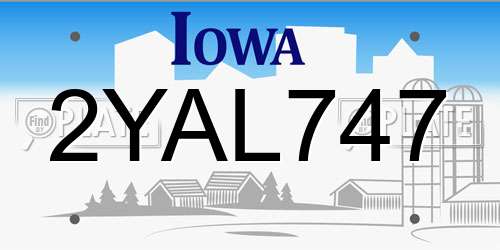 2YAL747 Iowa License Plate