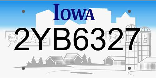 2YB6327 Iowa License Plate
