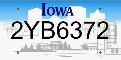 2YB6372 Iowa License Plate