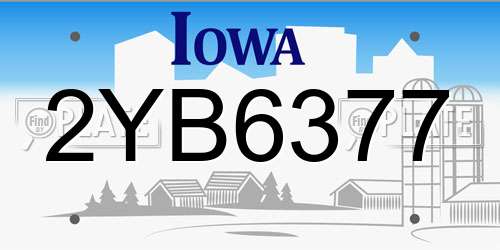 2YB6377 Iowa License Plate