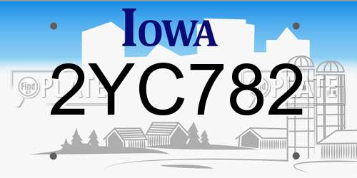 2YC782 Iowa License Plate