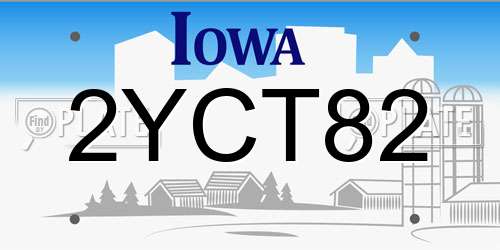 2YCT82 Iowa License Plate