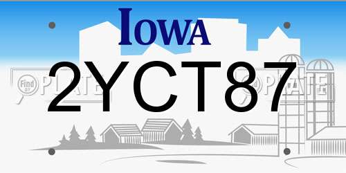 2YCT87 Iowa License Plate
