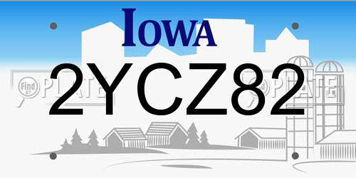 2YCZ82 Iowa License Plate