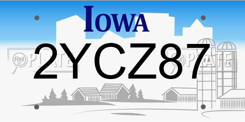 2YCZ87 Iowa License Plate