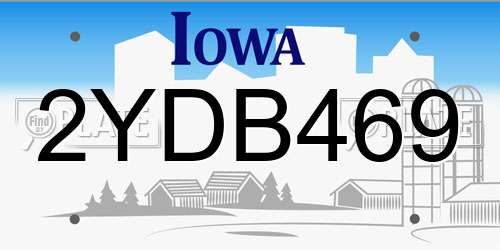 2YDB469 Iowa License Plate