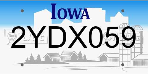 2YDX059 Iowa License Plate