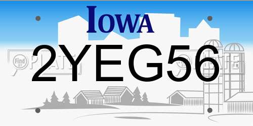 2YEG56 Iowa License Plate
