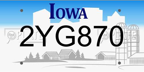 2YG870 Iowa License Plate