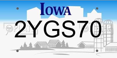 2YGS70 Iowa License Plate