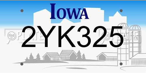 2YK325 Iowa License Plate