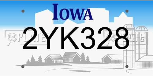 2YK328 Iowa License Plate