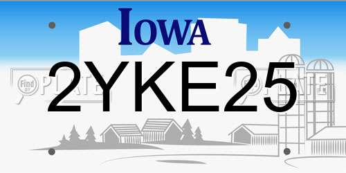 2YKE25 Iowa License Plate