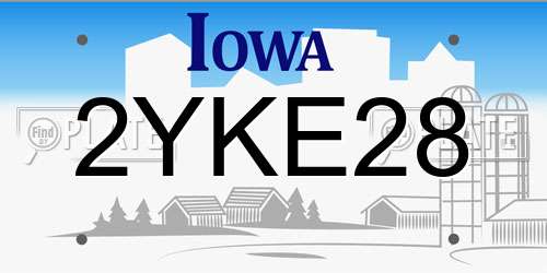 2YKE28 Iowa License Plate