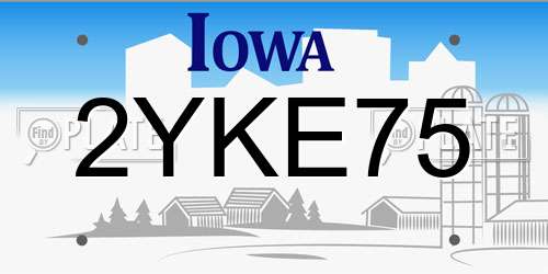 2YKE75 Iowa License Plate