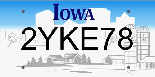 2YKE78 Iowa License Plate