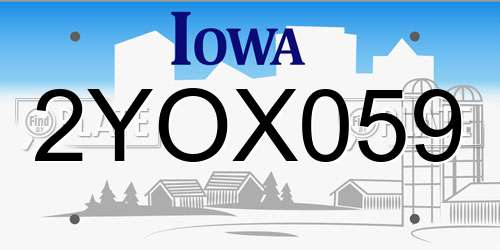 2YOX059 Iowa License Plate