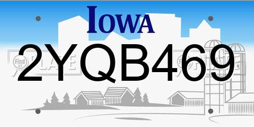2YQB469 Iowa License Plate