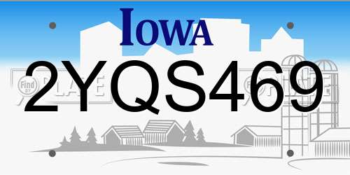 2YQS469 Iowa License Plate