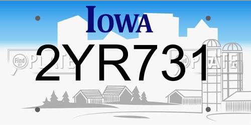 2YR731 Iowa License Plate