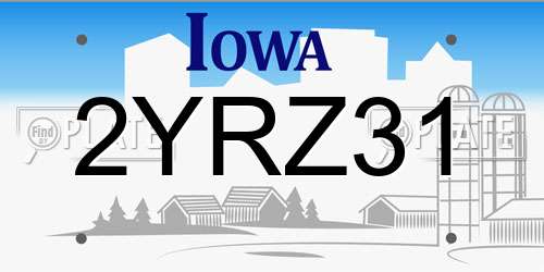 2YRZ31 Iowa License Plate