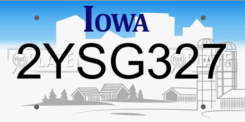 2YSG327 Iowa License Plate
