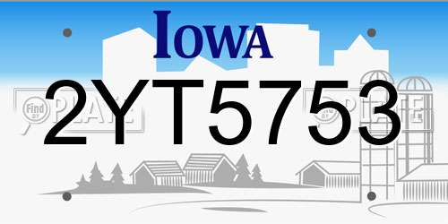 2YT5753 Iowa License Plate