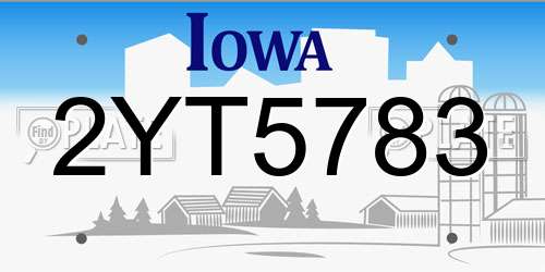 2YT5783 Iowa License Plate