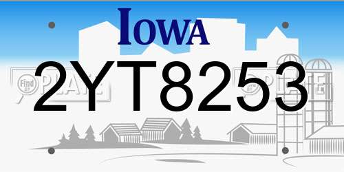 2YT8253 Iowa License Plate
