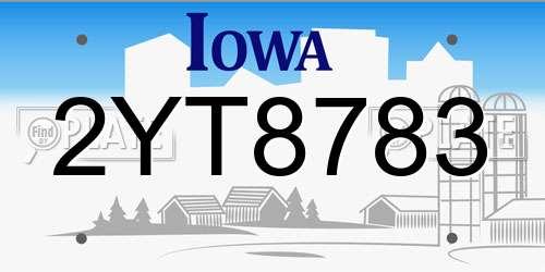 2YT8783 Iowa License Plate
