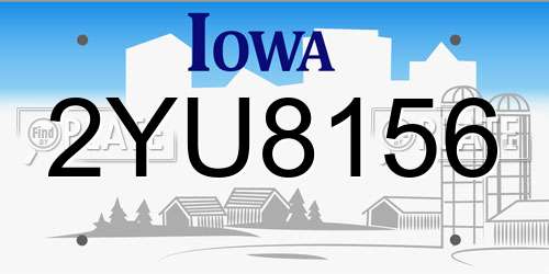 2YU8156 Iowa License Plate