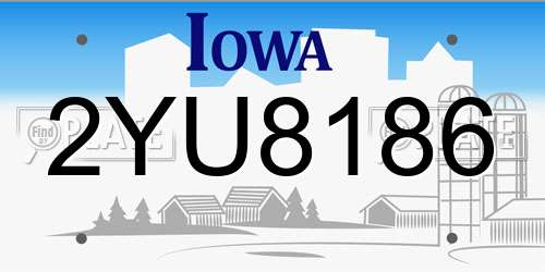 2YU8186 Iowa License Plate