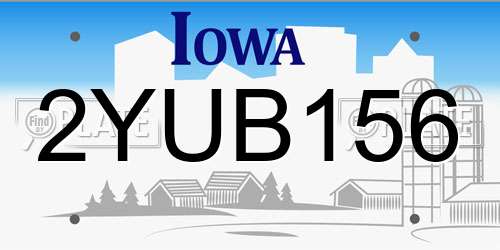 2YUB156 Iowa License Plate