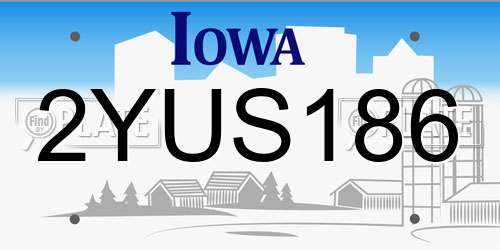 2YUS186 Iowa License Plate