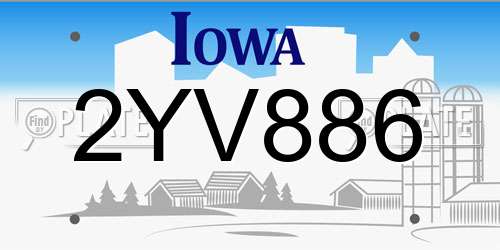 2YV886 Iowa License Plate